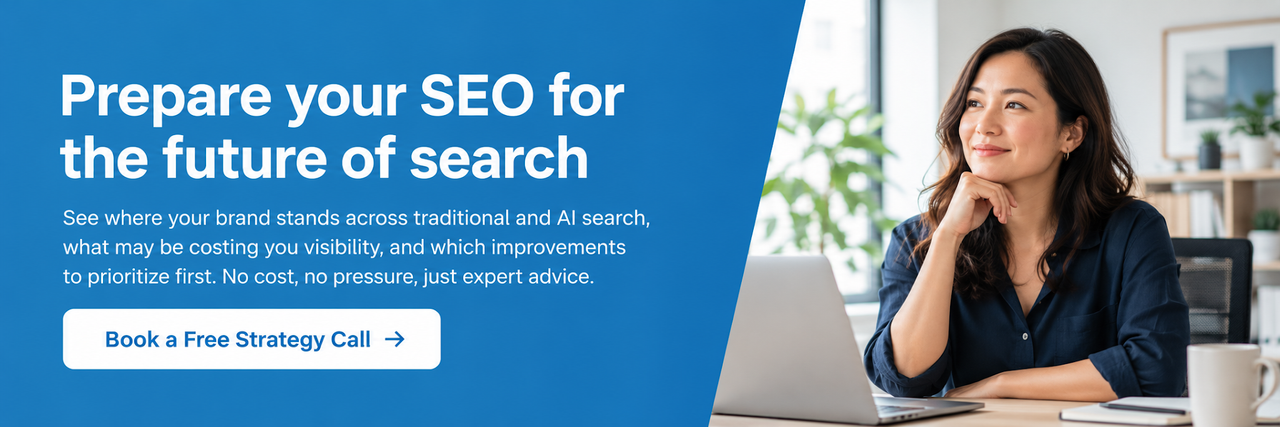 Lantern Sol CTA banner inviting businesses to book a free strategy call to prepare their SEO for the future of AI search.