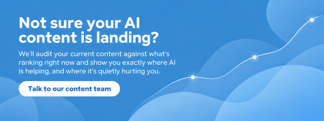 CTA banner offering an AI content audit to identify where AI is helping or hurting content performance.