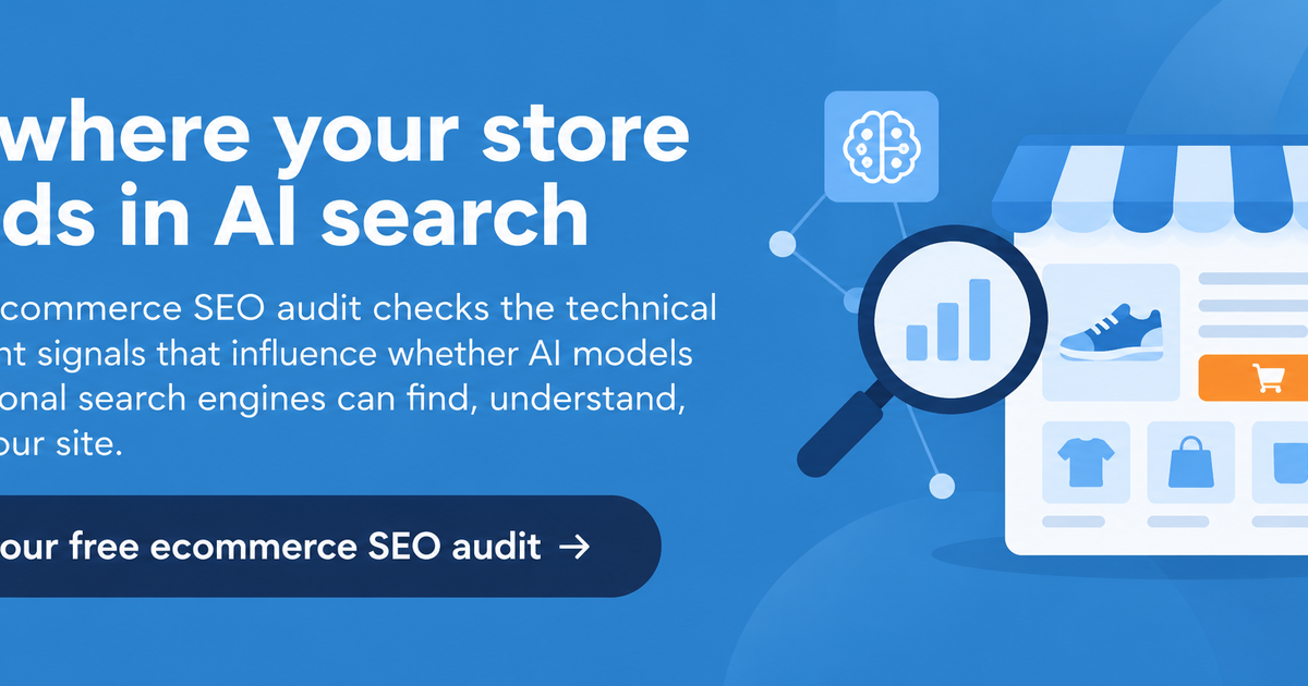 CTA banner offering a free ecommerce SEO audit to assess visibility in AI search and traditional search engines.