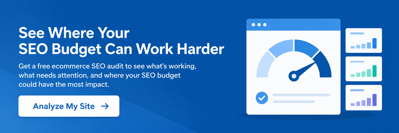 SEO audit banner encouraging businesses to see where their SEO budget can work harder and analyze their site.